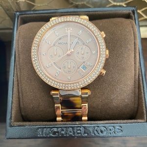 MICHAEL KORS Rose Gold Tortoiseshell Parker Watch
